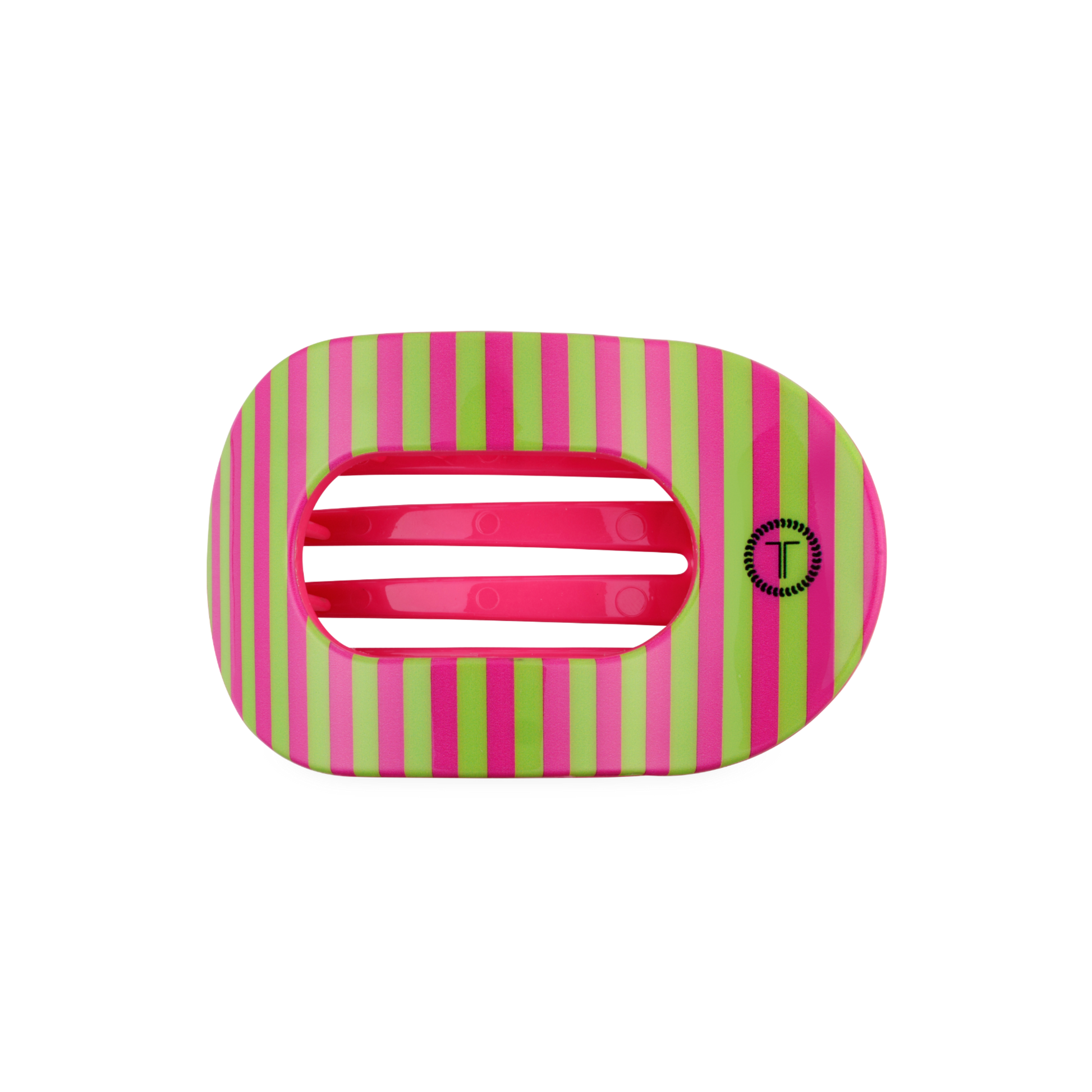 Pink and Green Stripped Flat Teleties Hair Clip