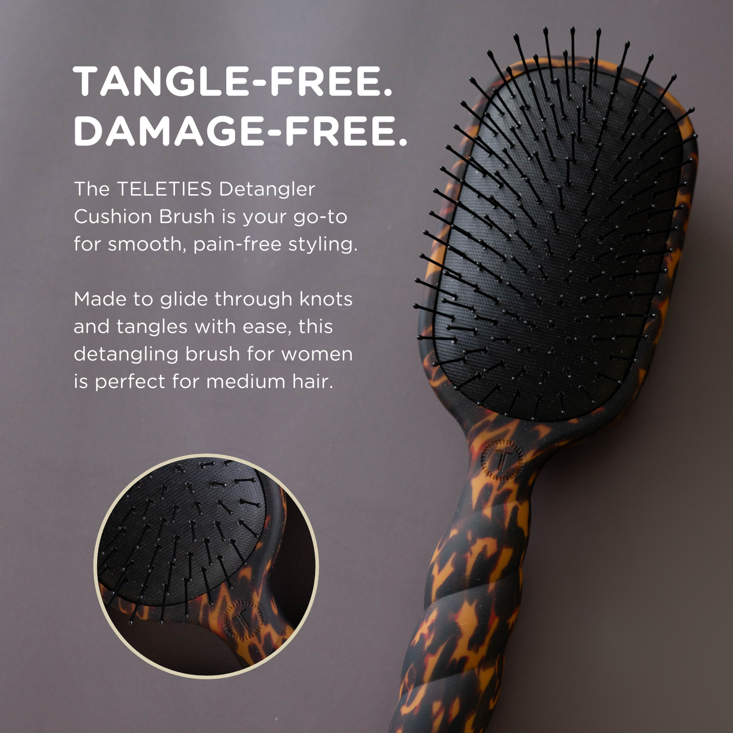 detangler teleties medium hair brush soft grip