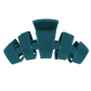 A glossy dark teal hair claw clip shown from the back on a solid white background.