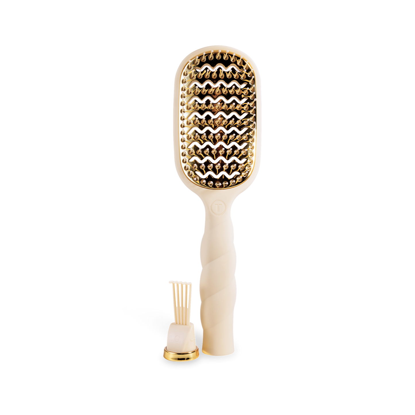 teleties tan vented hair brush all hair types with comb on a white background