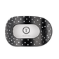 Black and white polka dot hair clip with 'Teleties' branding on a white background