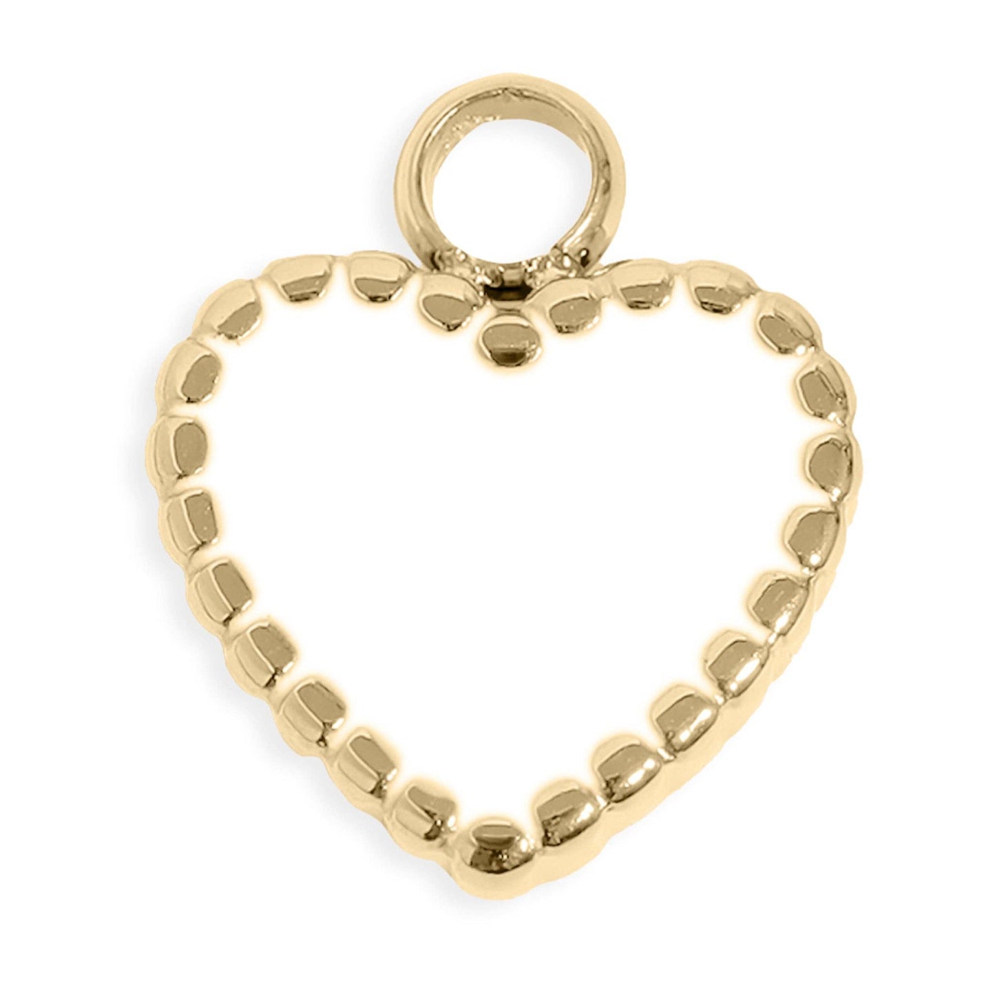 Gold heart-shaped pendant on a white background