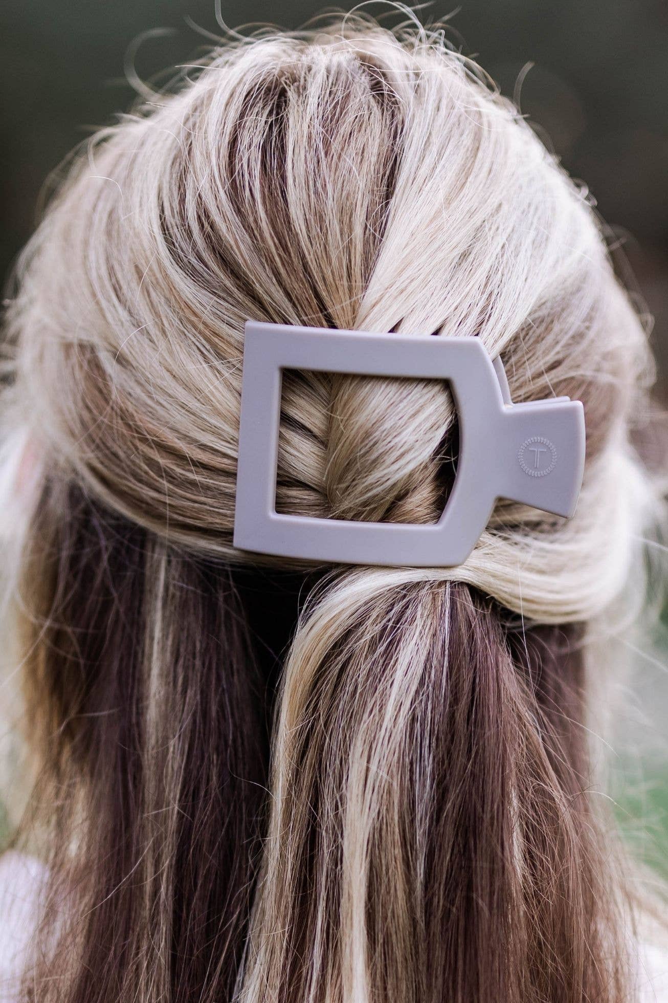 Square Flat Hair Clip | Medium | Silver Flames