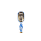 Paddle hairbrush with blue and white handle on a white background