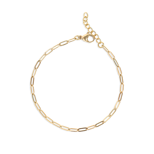 Gold chain bracelet on a white background