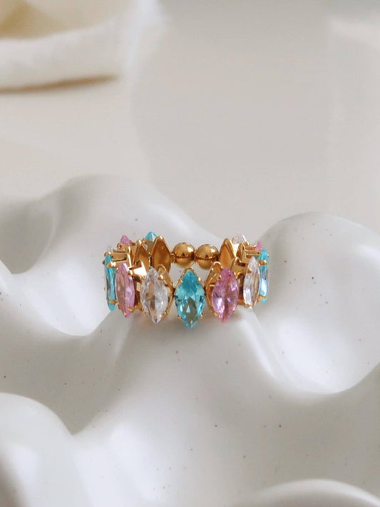 Briony 18K Gold Non-Tarnish Multi-Gemstone Eternity Ring