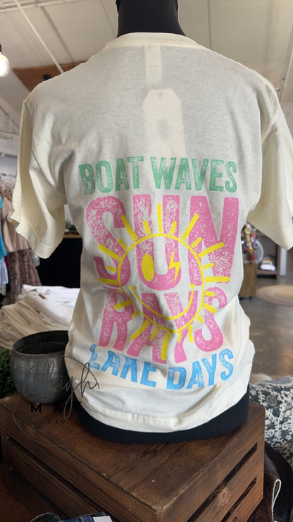 Boat Wave Sun Rays Lake Days Tee