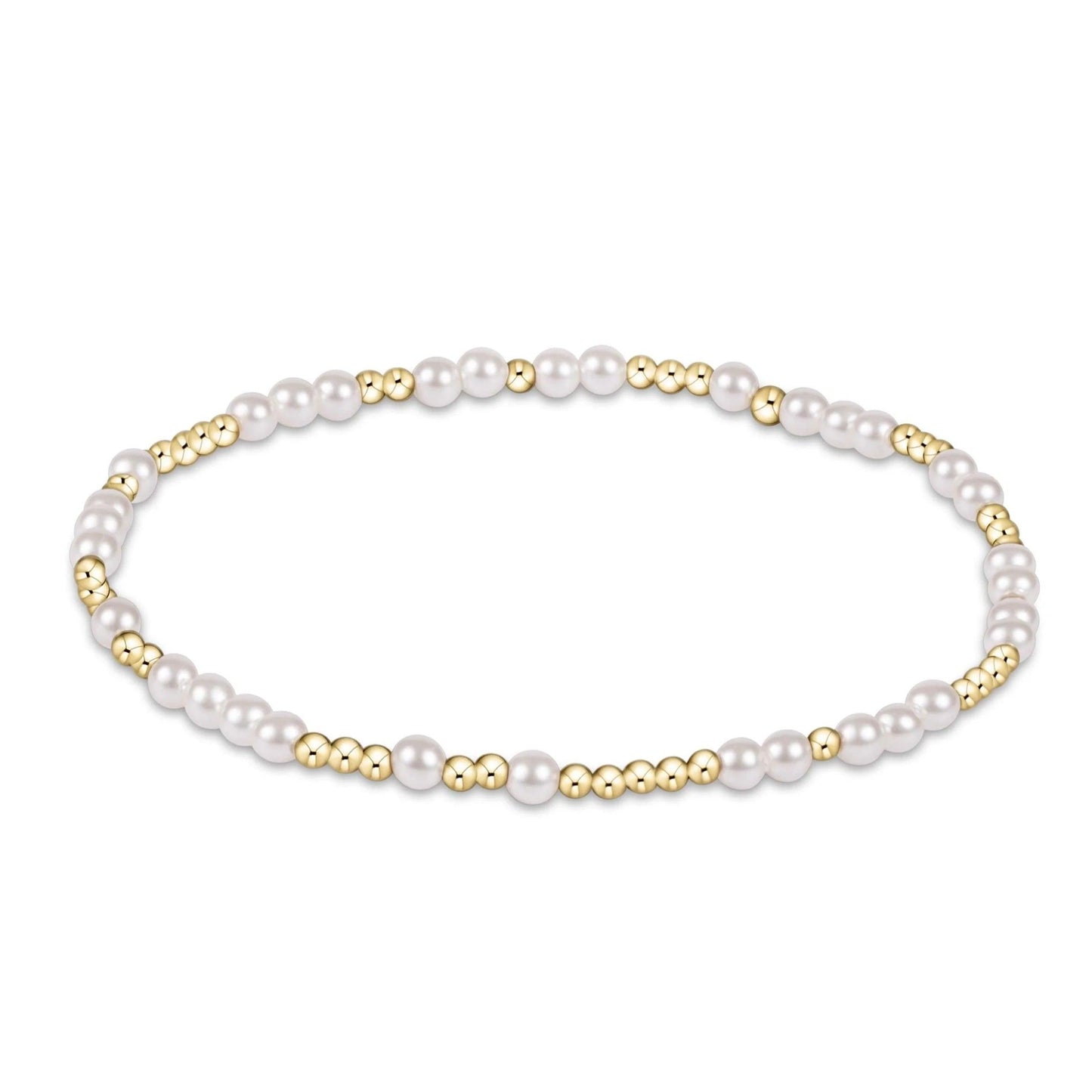 gold-filled 3mm bead bracelet with pearl accent y Enewton