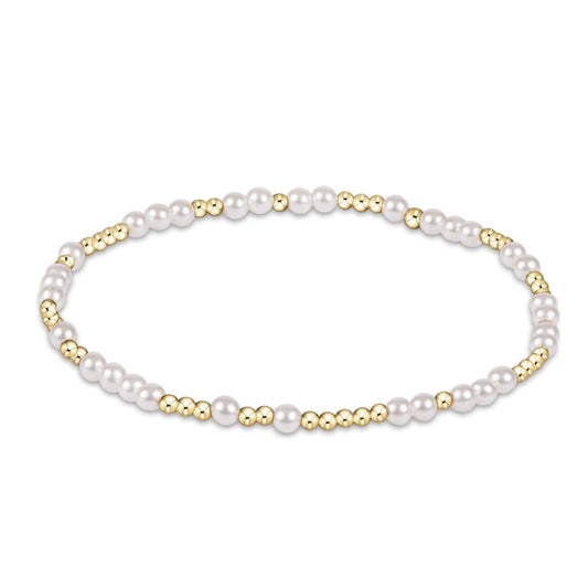 gold-filled 3mm bead bracelet with pearl accent y Enewton