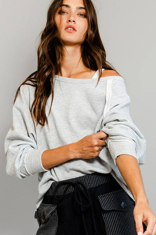 Cozy French Terry Drop Shoulder Top
