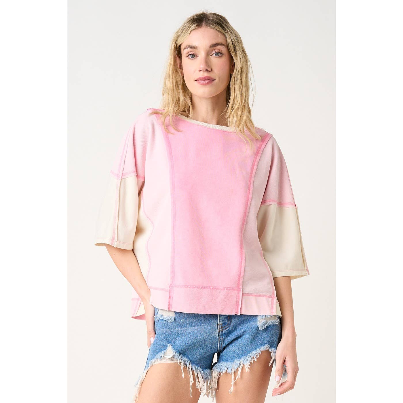 Pink Mellow Color Block Top