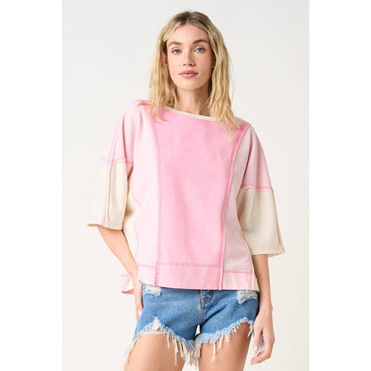 Pink Mellow Color Block Top