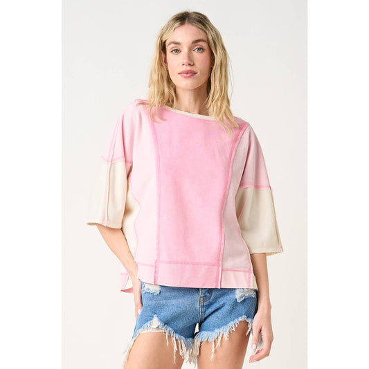 Pink Mellow Color Block Top