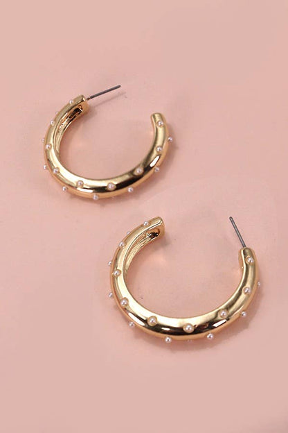 PEARL STUDDED HOOP EARRINGS