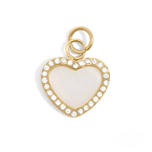 Gold heart with rhinestone border and pearl center