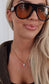 Gold Chain necklace with a round solitaire crystal pendant 