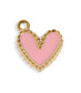 Pink heart-shaped charm with gold border on a white background