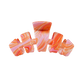 Set of colorful hair clips with pink and orange marbled pattern on a white background