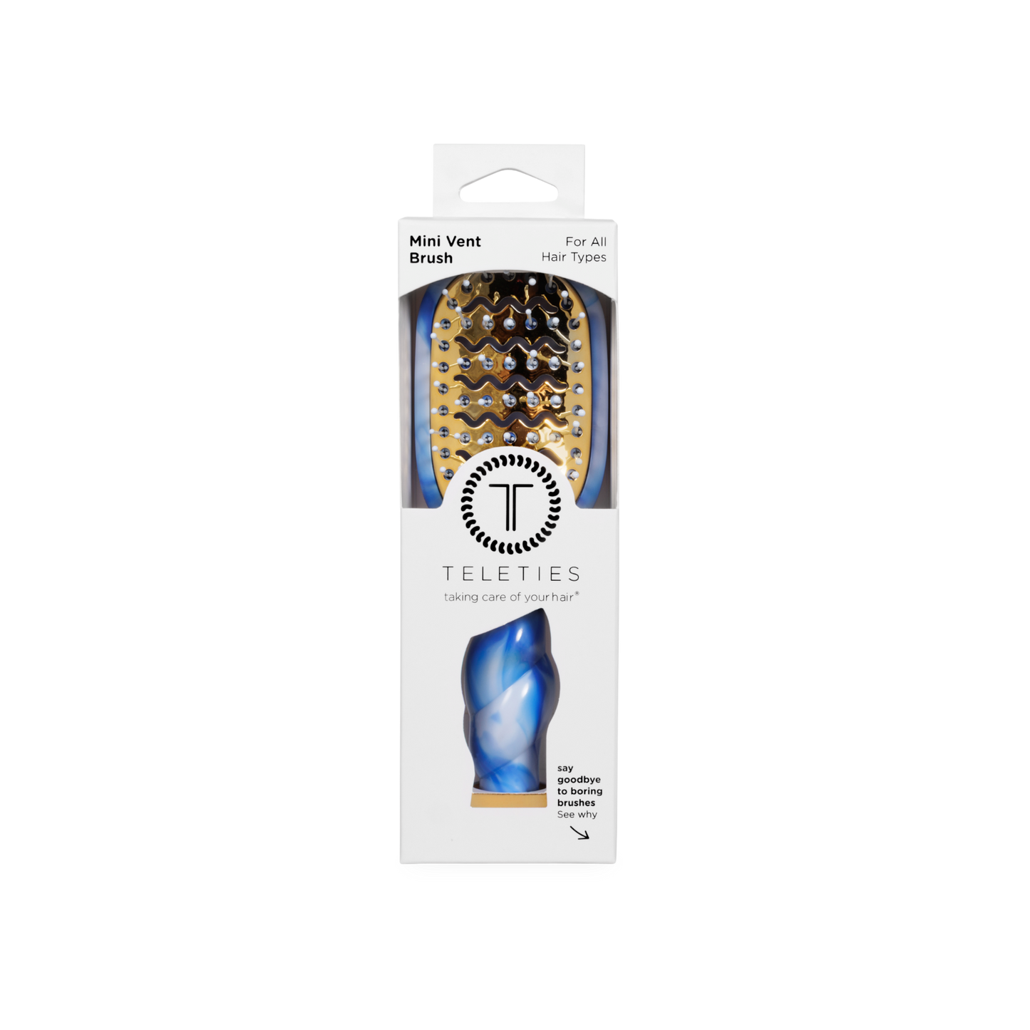 Teleties Mini Vent Brush packaging on a white background