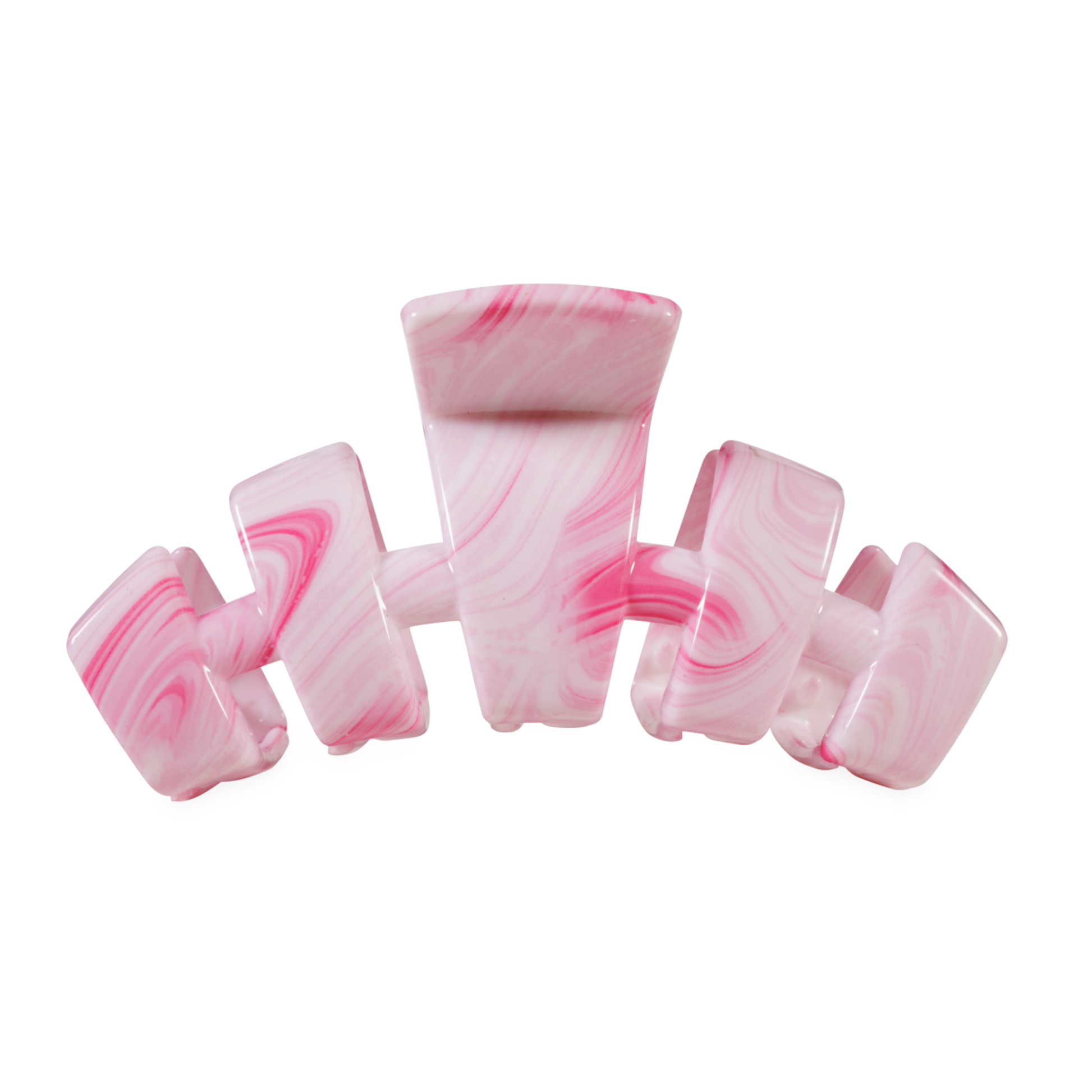 Pink and white marbled hair clip  on a white background