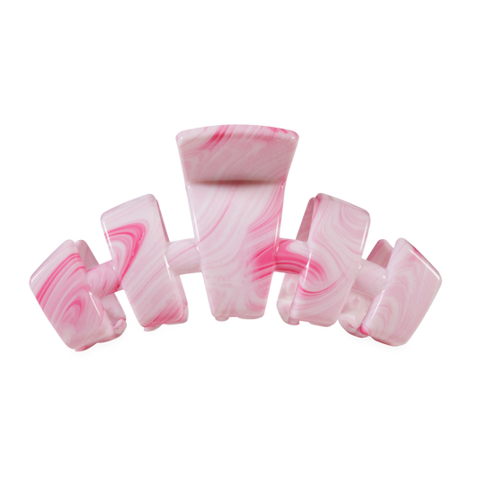Pink and white marbled hair clip  on a white background