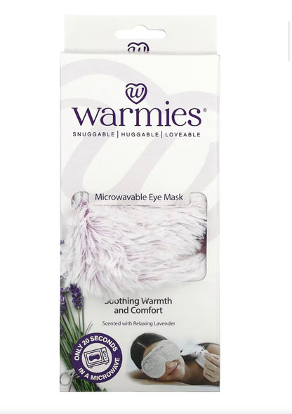 Warmies microwavable eye mask packaging on a white background