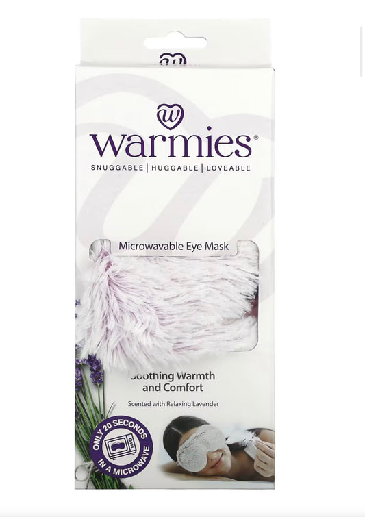 Warmies microwavable eye mask packaging on a white background