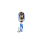 Hairbrush with blue and white swirl handle on a white background