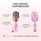 Mini vented hair brushes with features highlighted on a white background