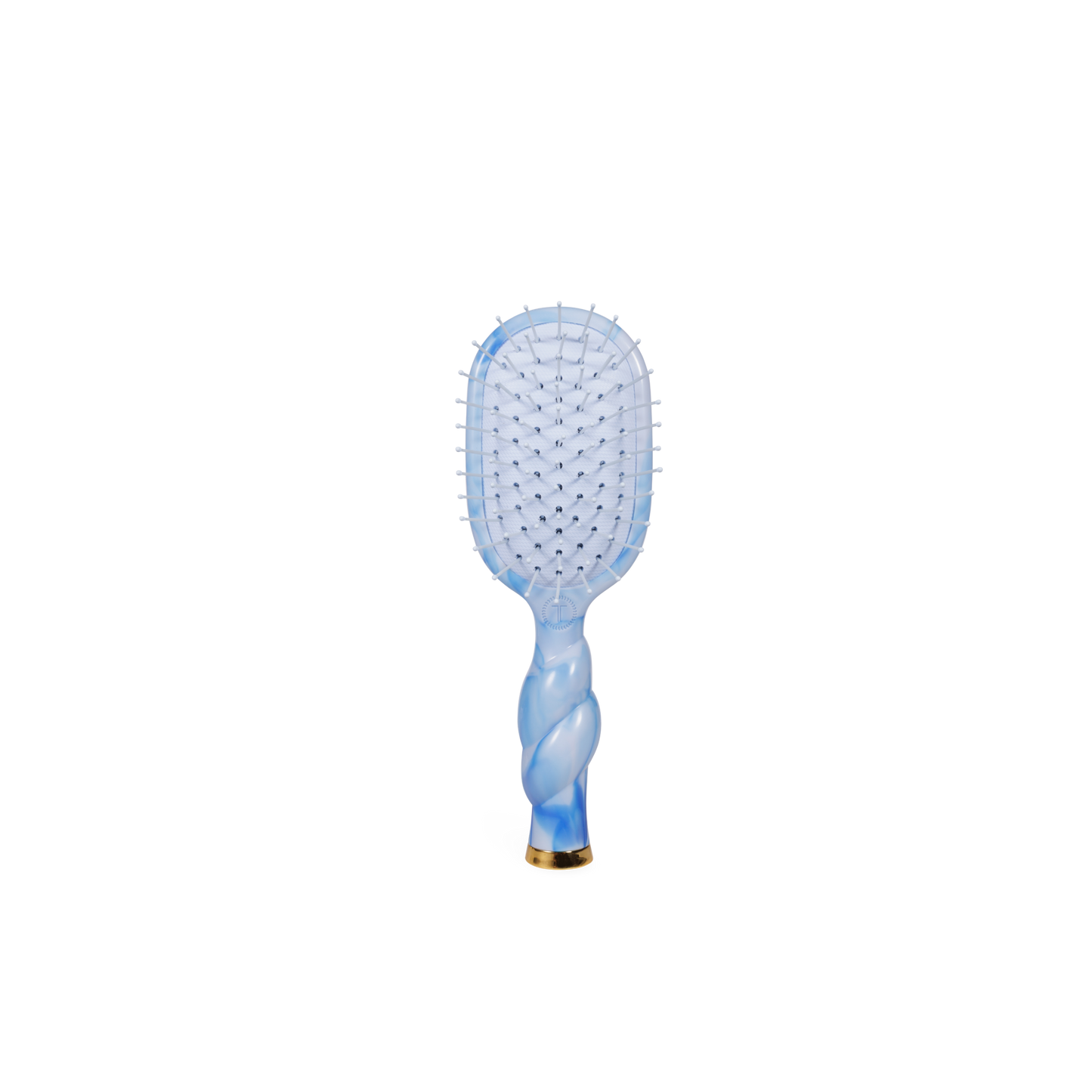 Blue teleties paddle hairbrush on a white background