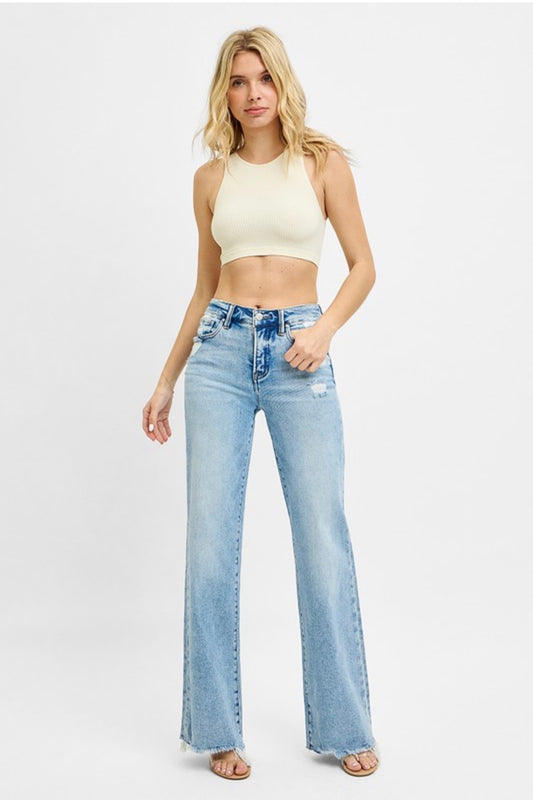 Stretchy light was denim jeans for women
