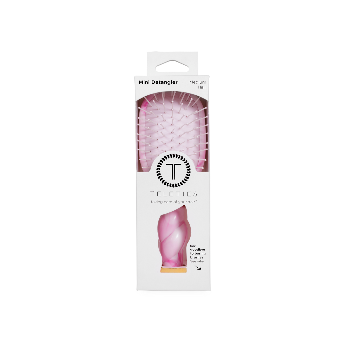 Teleties mini detangler packaging on a white background