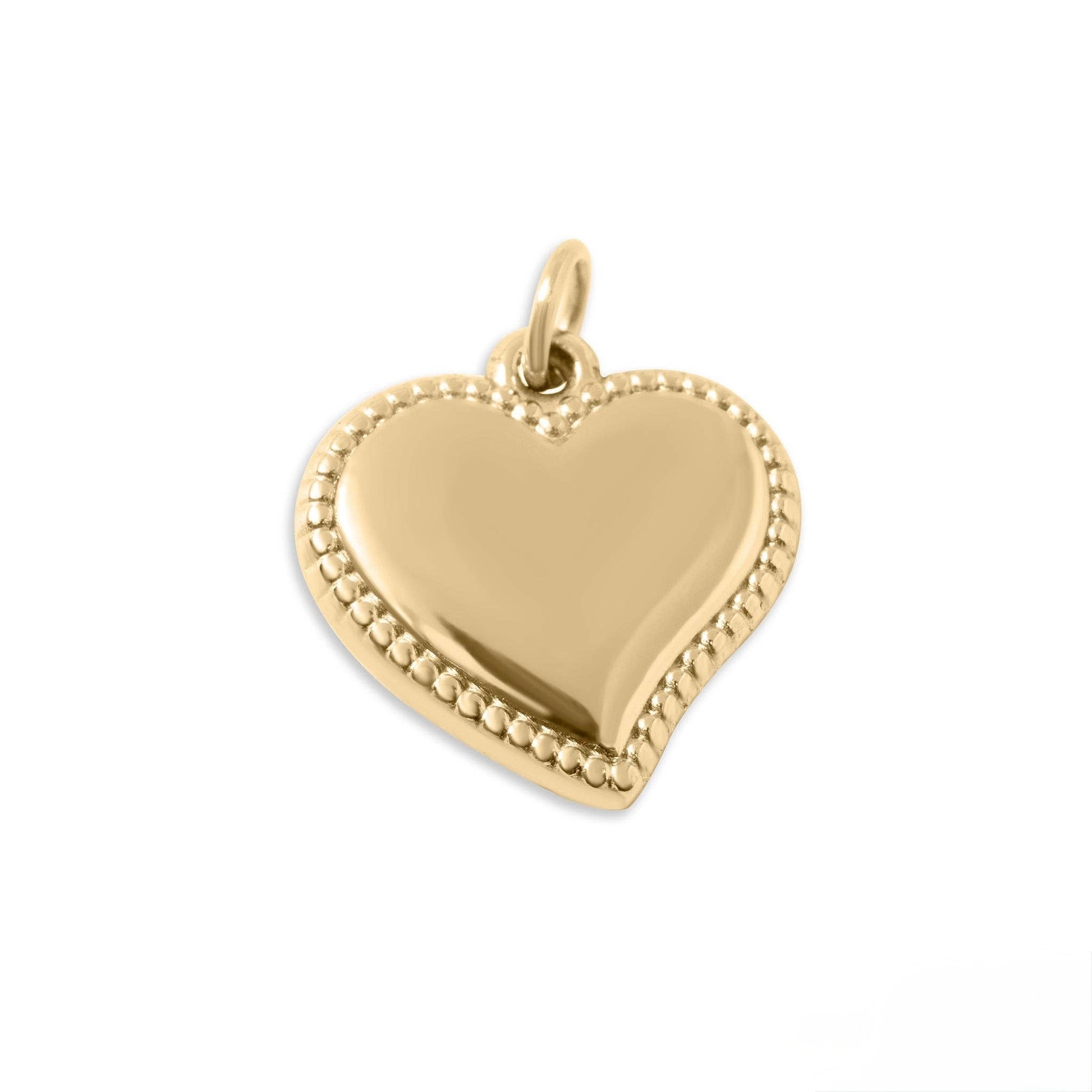 Gold heart-shaped pendant on a white background