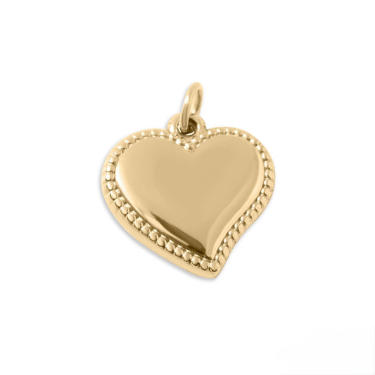 Gold heart-shaped pendant on a white background