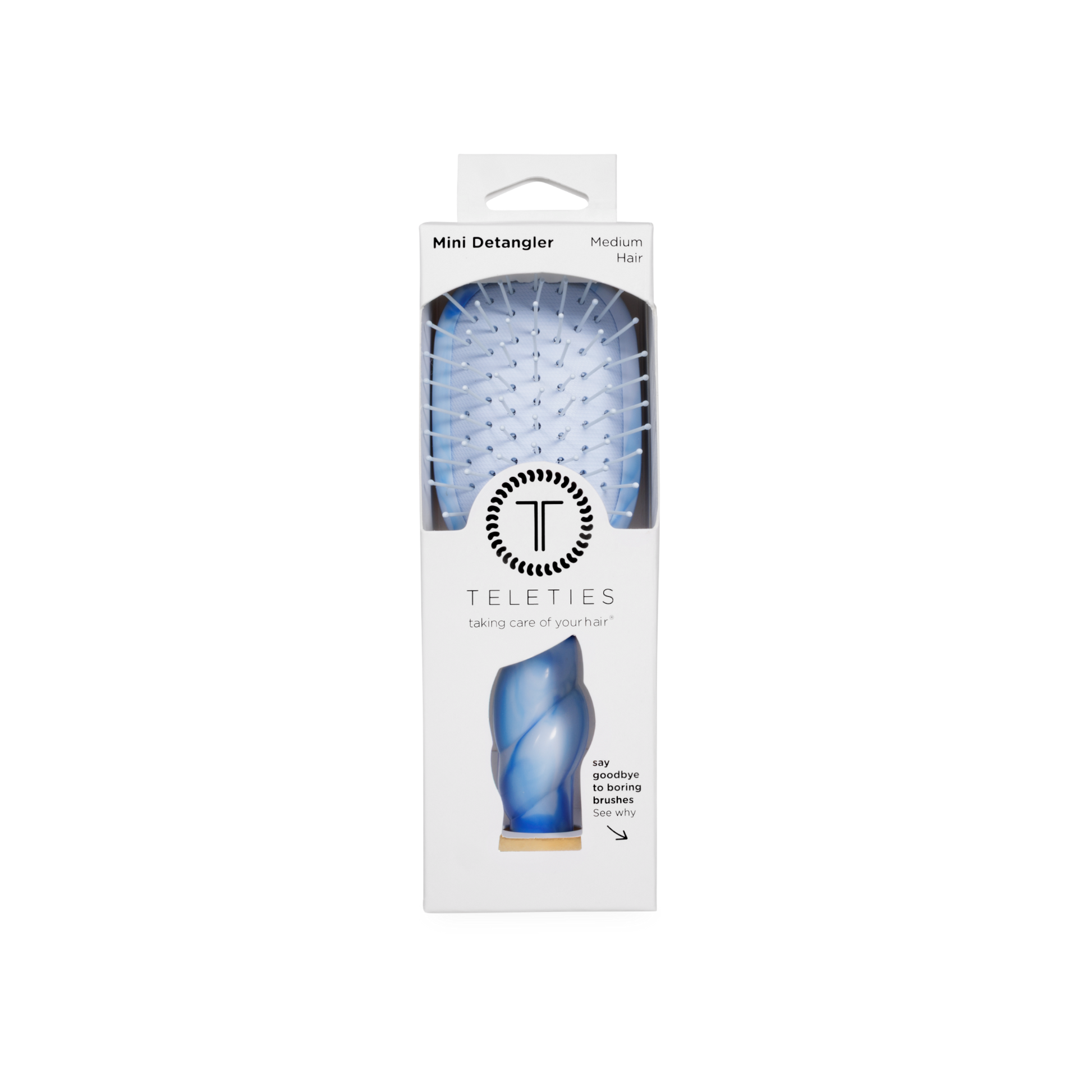 Teleties mini detangler packaging on a white background